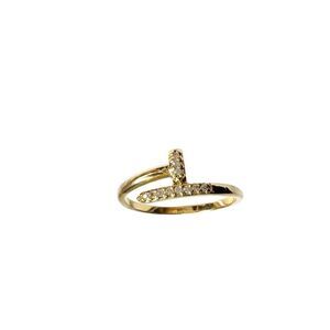 18k Gold Filled “Nolana” Clear CZ Pave Nail Ring Dainty waterproof size 6
